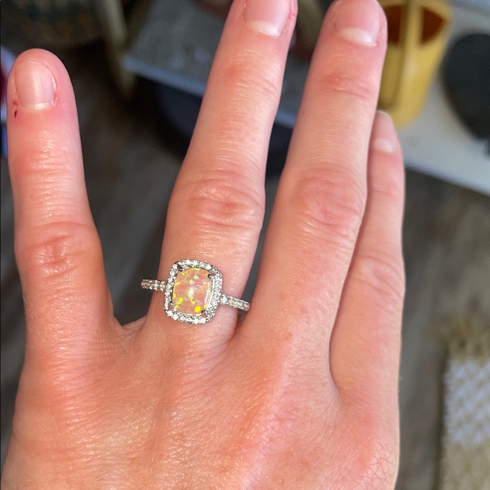 Fire opal and Silver Ring